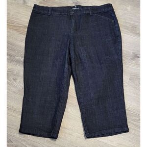 Liz‎ Claiborne Womens Jeans Wide Leg Crop Denim Blue Dark Wash Plus 18W